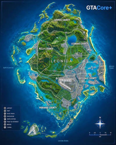 Leonida map showing different counties
