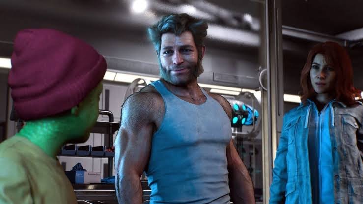 The Wolverine main character standing with girl and smiling 