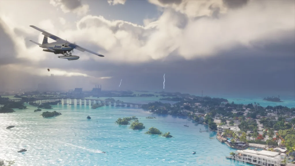 seaplane and storm over the Keys